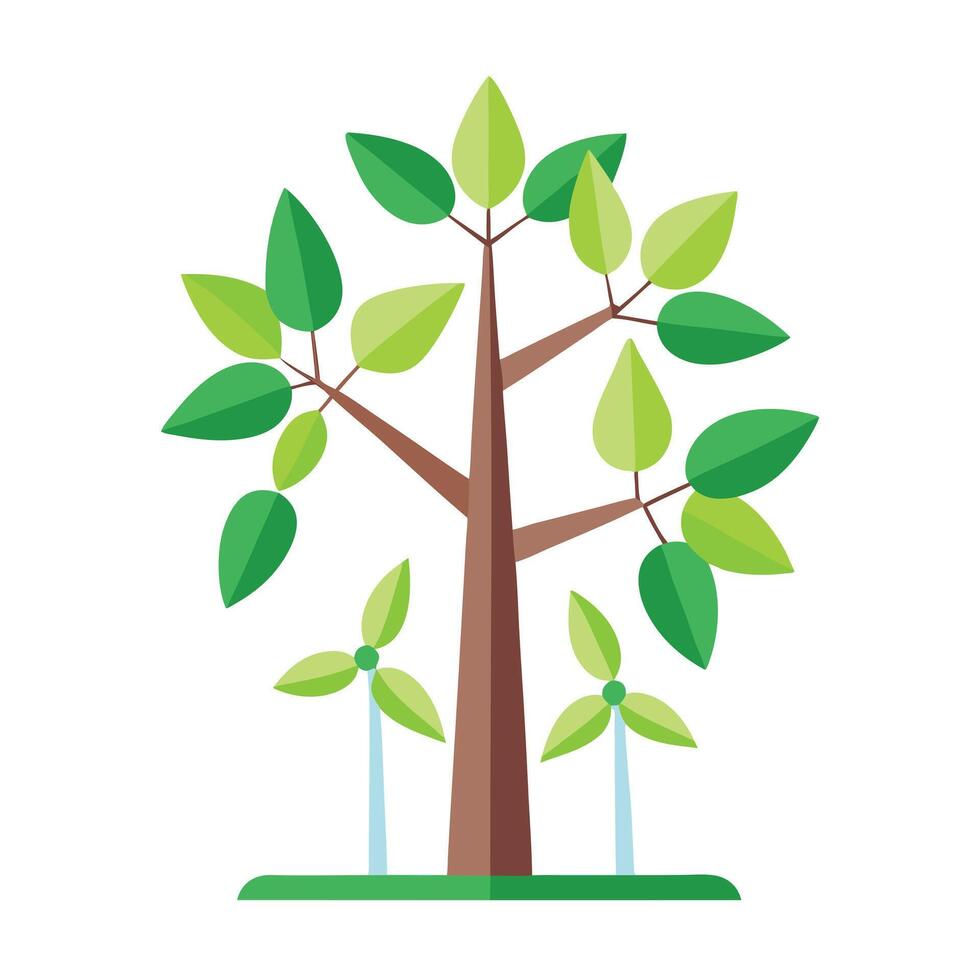 Renewable Tree Windmill Leaf Design vector