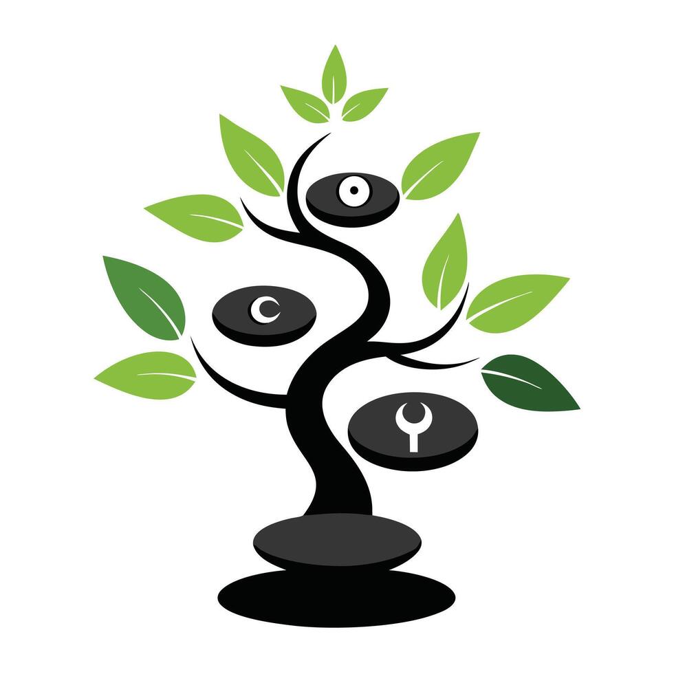 Yin Yang Zen Tree Balance and Harmony vector