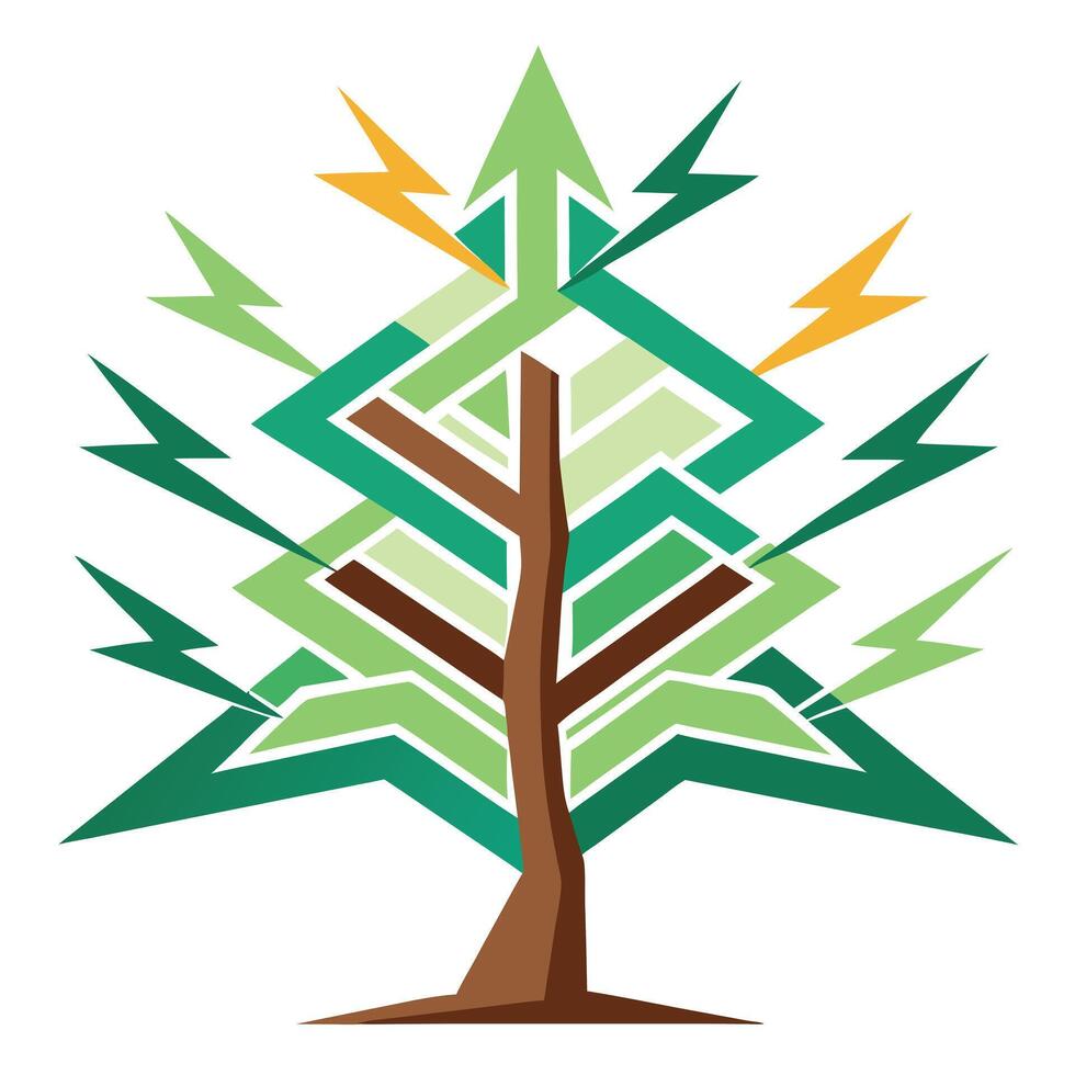 Abstract Tree Flat Zigzag Branches vector