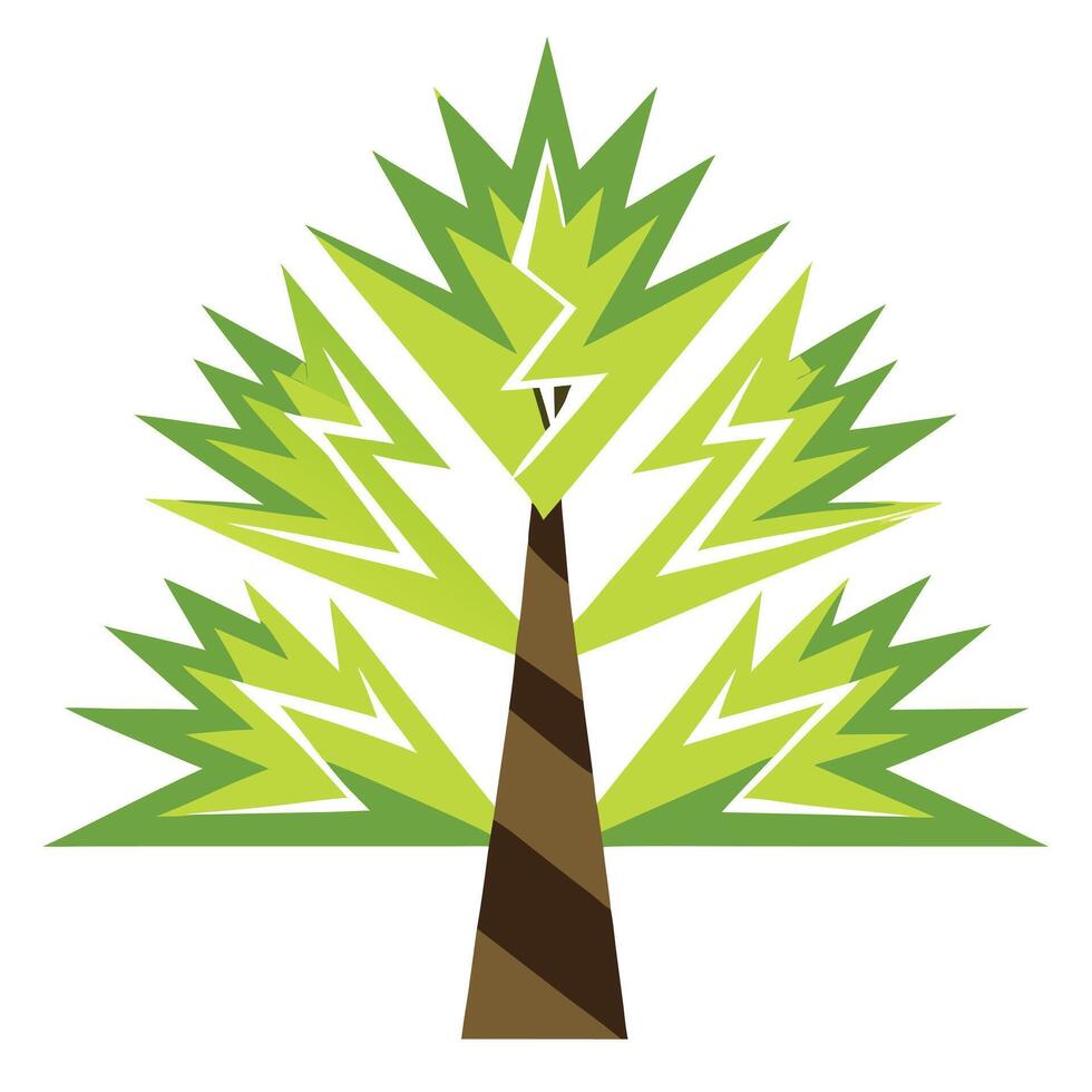 Designed Tree Flat Zigzag Branches vector