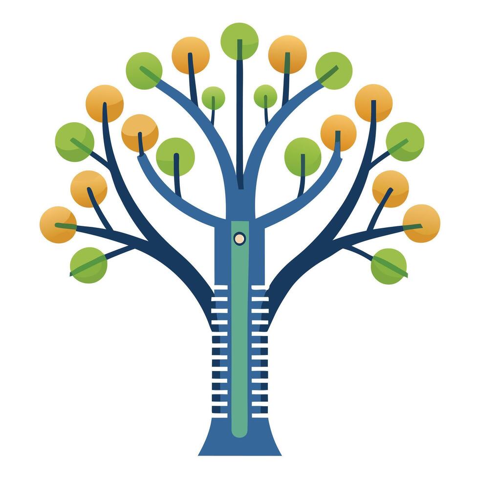 Zippered Branch Tree A Flat Style Generation vector