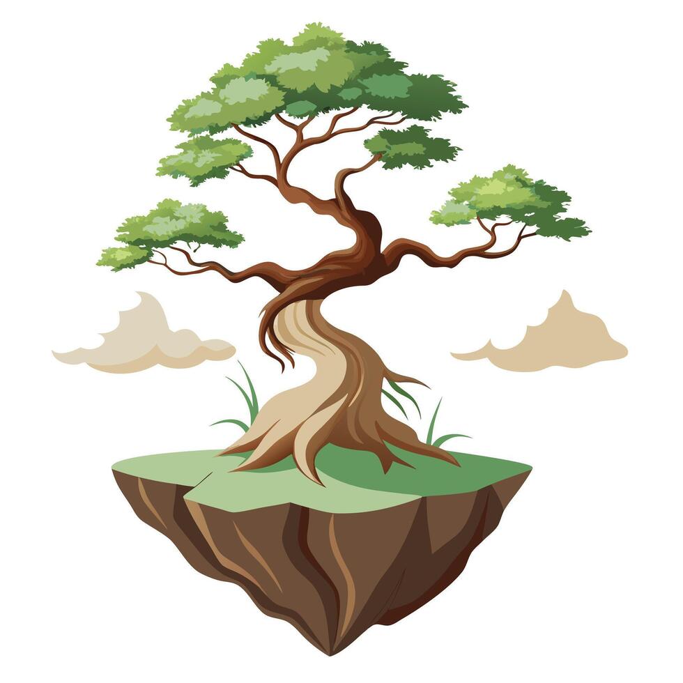 Mystical Tree Floating Bonsai Art vector