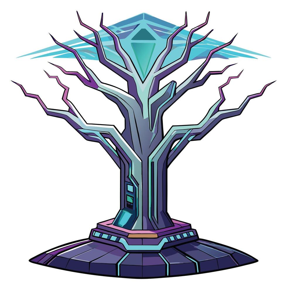 Creative Tree Futuristic Sci-Fi Design vector