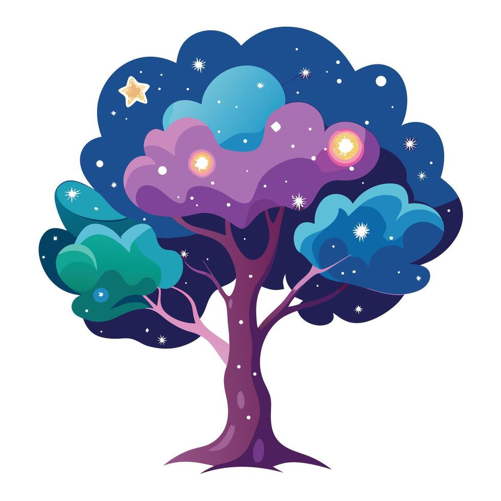 Cosmic Tree Galaxy Theme Art vector