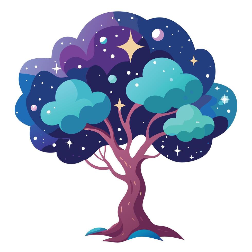 Designed Tree Cosmic Galaxy vector