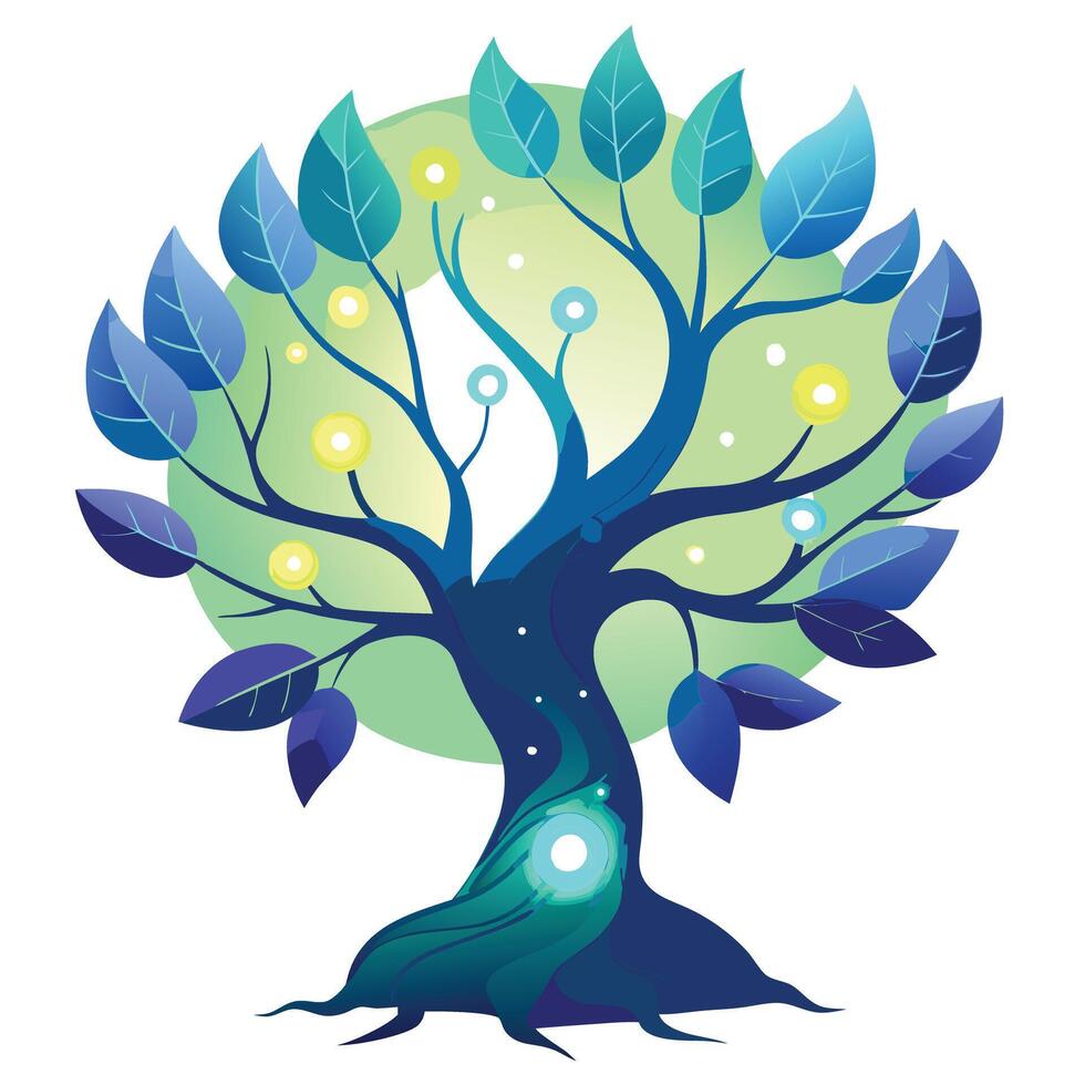 Designed Tree Glowing Bioluminescent vector
