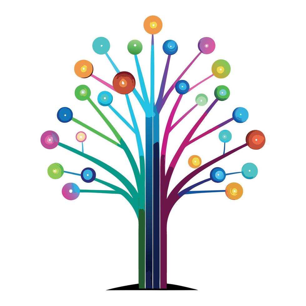Technology Tree Glowing Fiber Optic Art vector