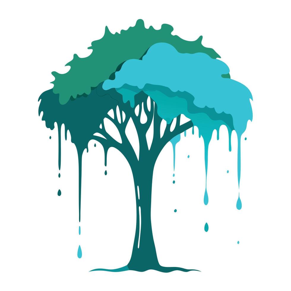 Unique tree artwork with an abstract ink splash effect creating a textured appearance vector