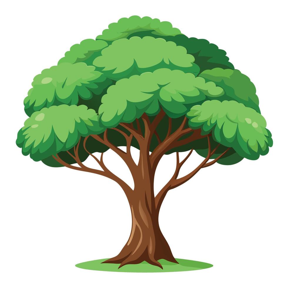 Artistic tree design featuring a broad and dense canopy creating a natural umbrella vector