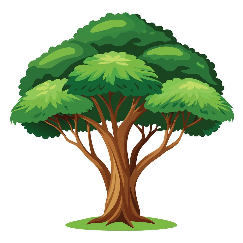 Unique tree artwork with a massive and shady canopy offering refuge from the sun vector
