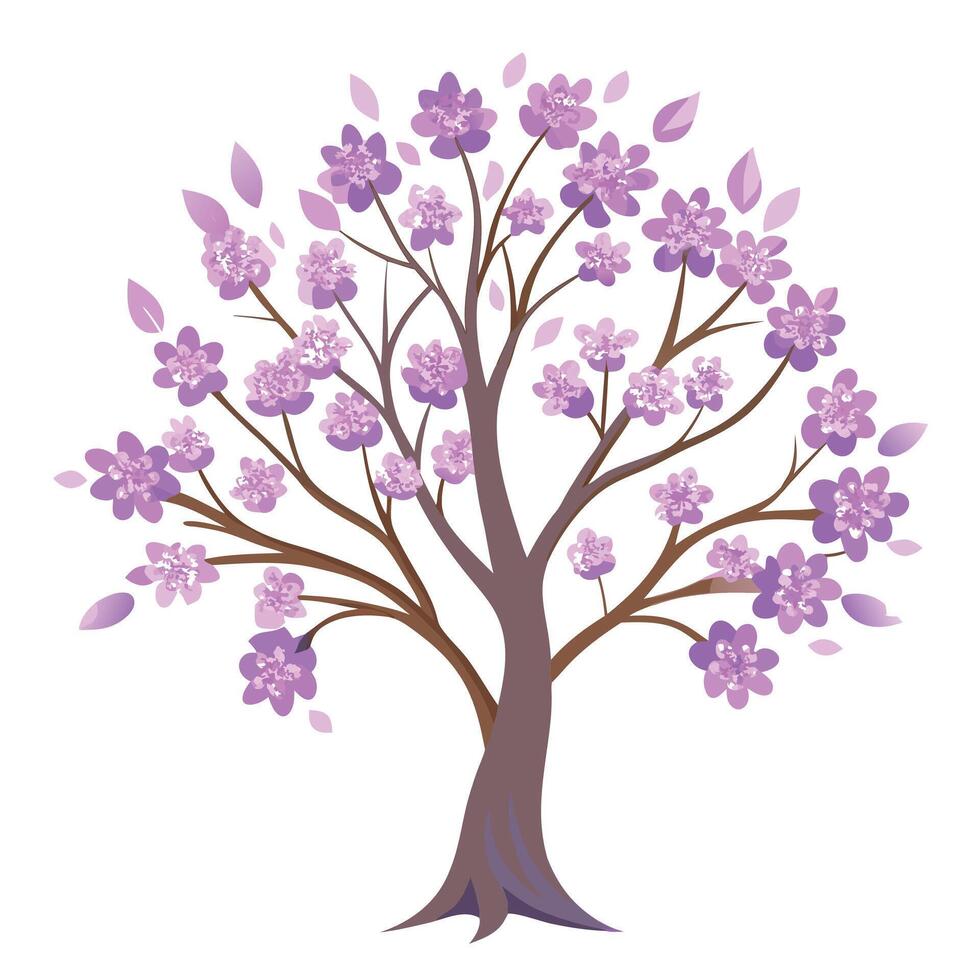 Peaceful tree design featuring lavender blossoms on its foliage evoking a sense of tranquility vector