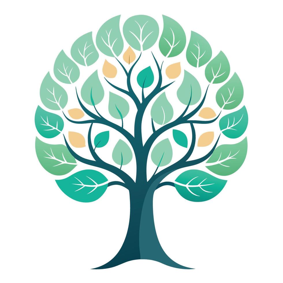 Calming tree illustration symbolizing mental health and emotional wellbeing with serene leaves vector