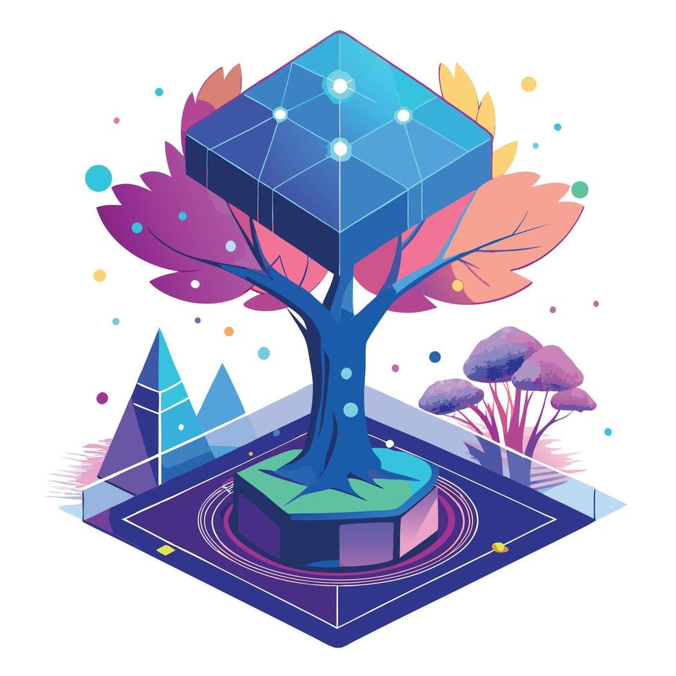 Metaverse Tree Virtual Reality Concept vector