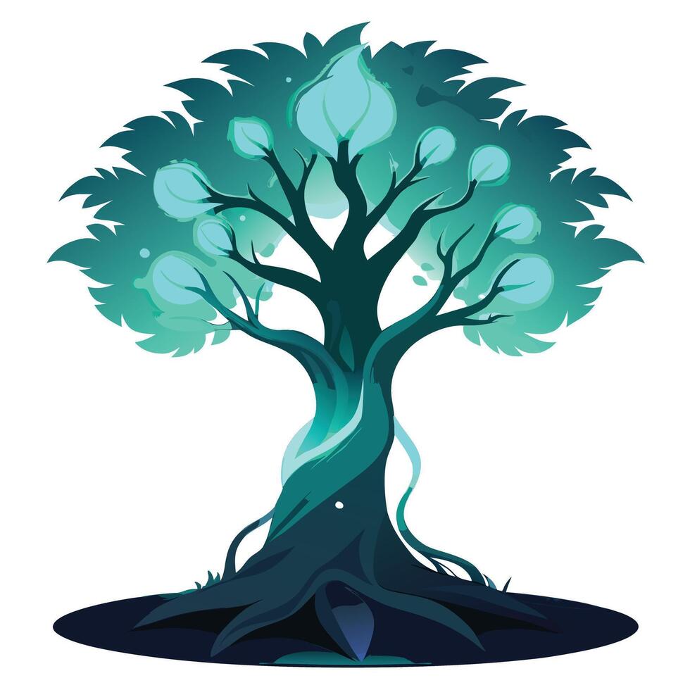 Night Tree Mysterious Moonlight Shadow vector