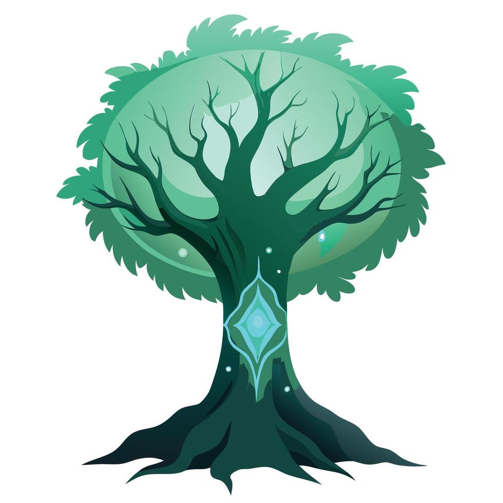 Designed Tree Moonlight Shadow Mystery vector