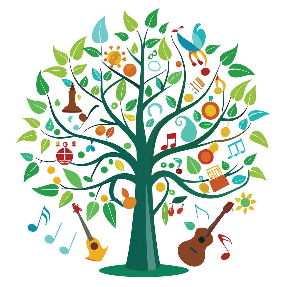 Designed Tree Music Tree vector