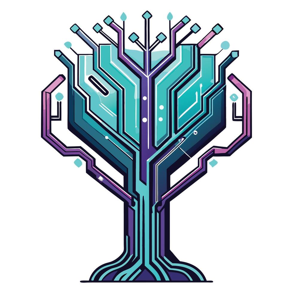 Futuristic Tree Neon Cyber Design vector