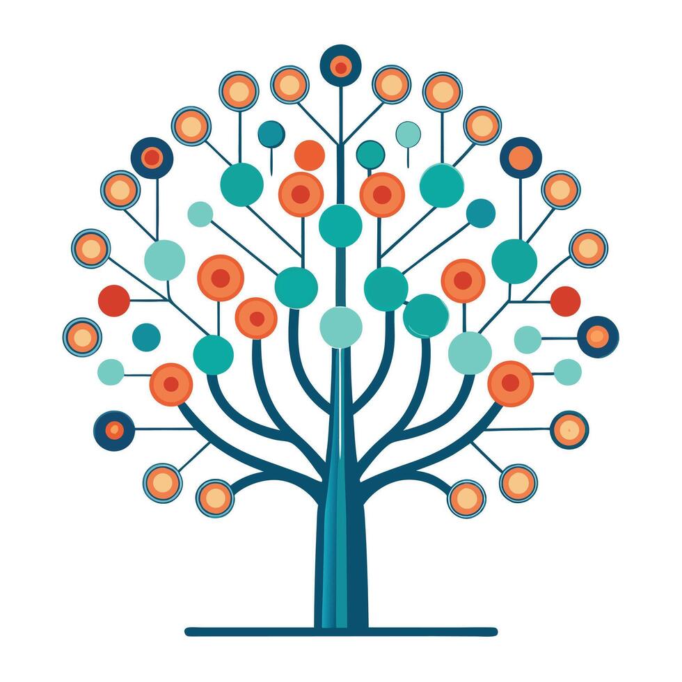 AI Brain Tree Neural Network Art vector