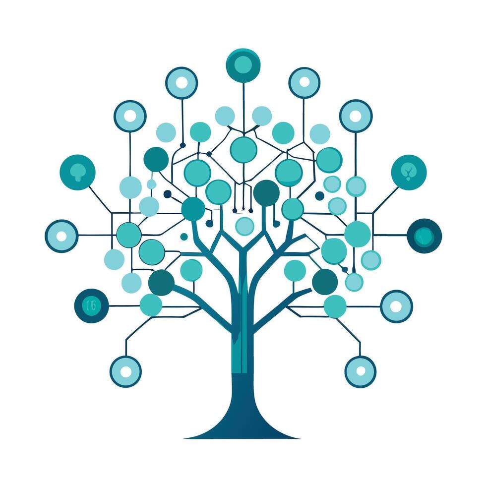Neural Network Brain Tree Design vector