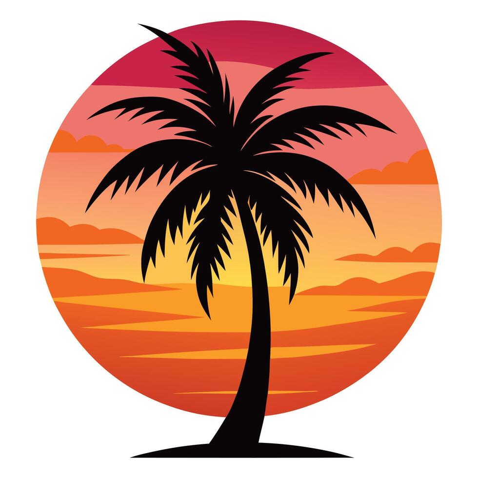 Sunset Palm Tree Illustration vector