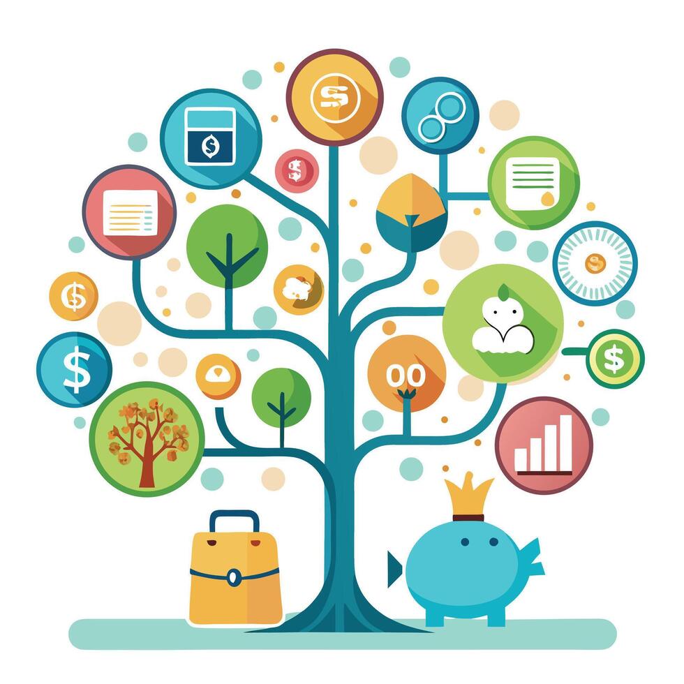 Abstract financial tree illustration representing personal wealth development vector