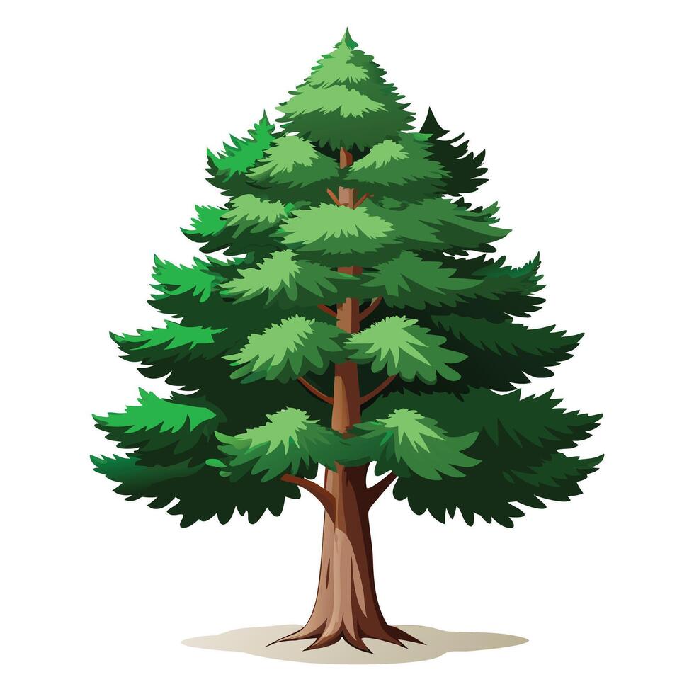 Beautiful realistic depiction of a single pine tree in a serene setting vector