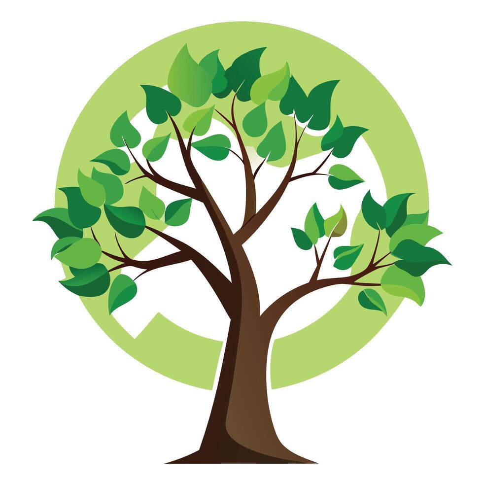 Modern recycling tree concept for environmental protection and reuse vector