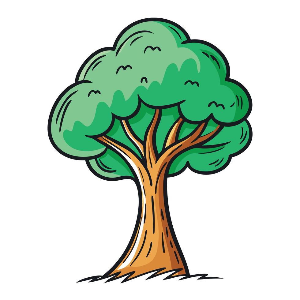 Unique scribble art tree with a charmingly informal and doodle style vector
