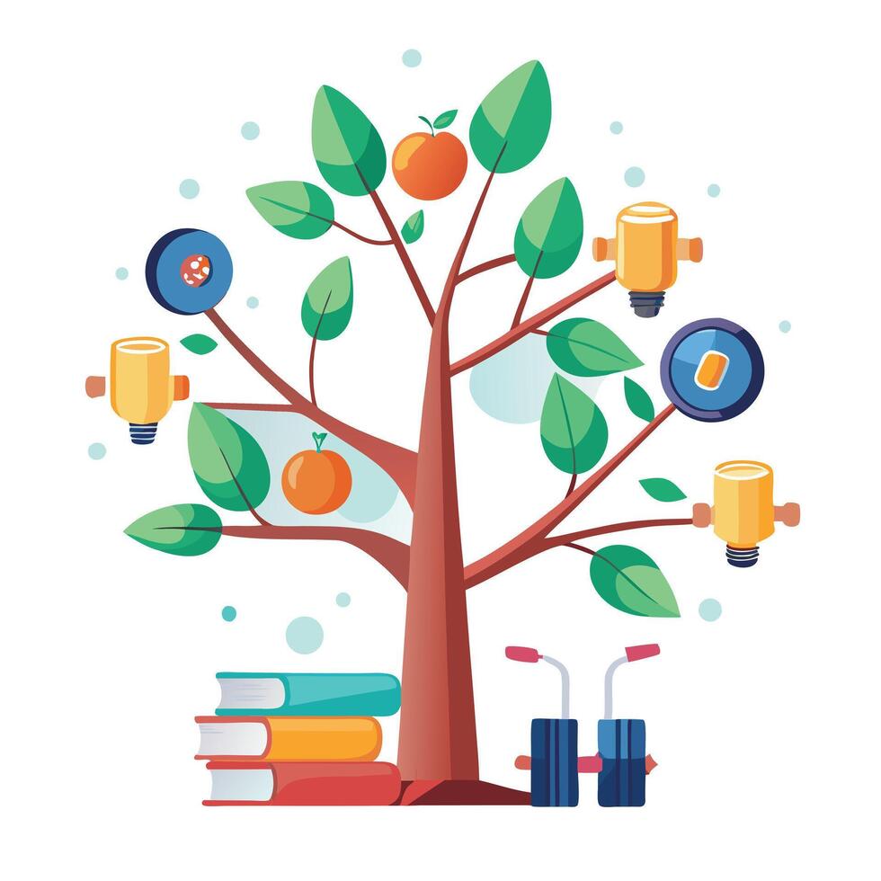 Engaging tree illustration for boosting self improvement and productivity vector