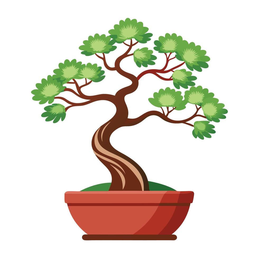 Elegant single bonsai tree in a pot design with a minimalist touch vector