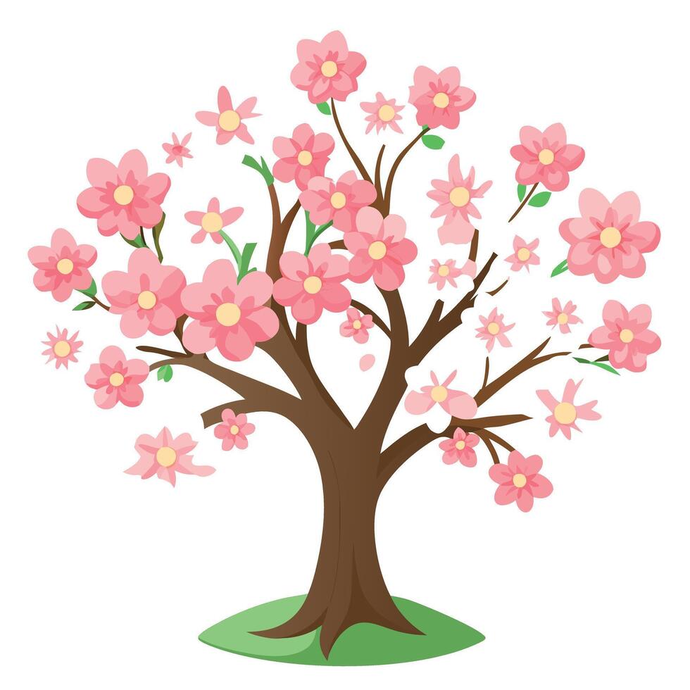 Joyful spring blossom tree artwork symbolizing new beginnings and natural beauty vector