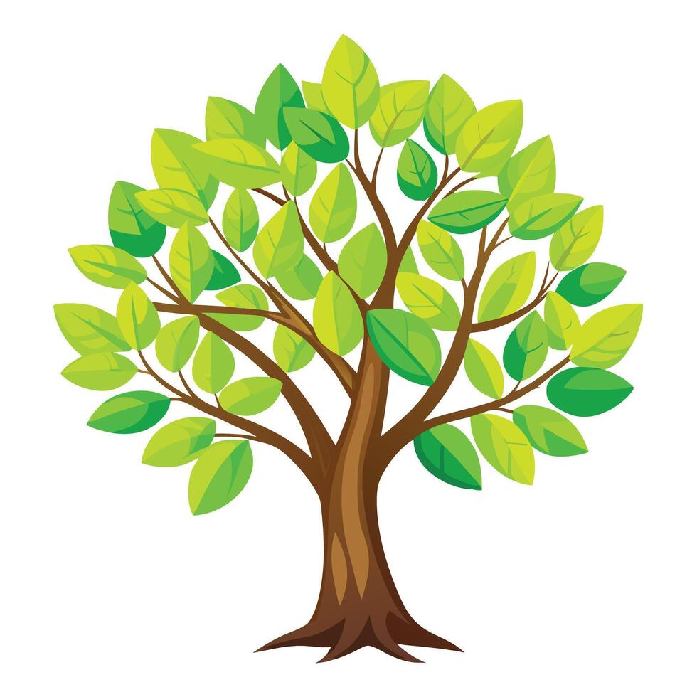 Fresh spring green tree design with vibrant foliage and new growth vector