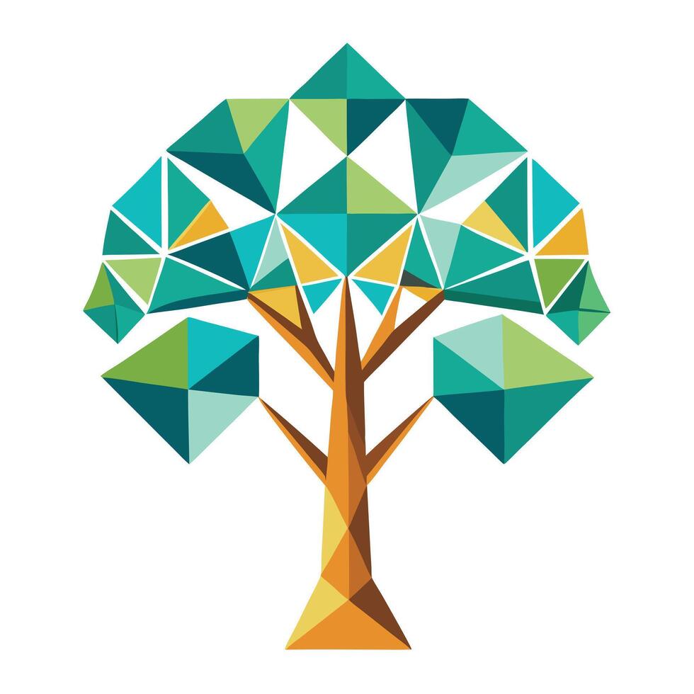 Creative stylized geometric tree illustration with a unique and modern aesthetic vector
