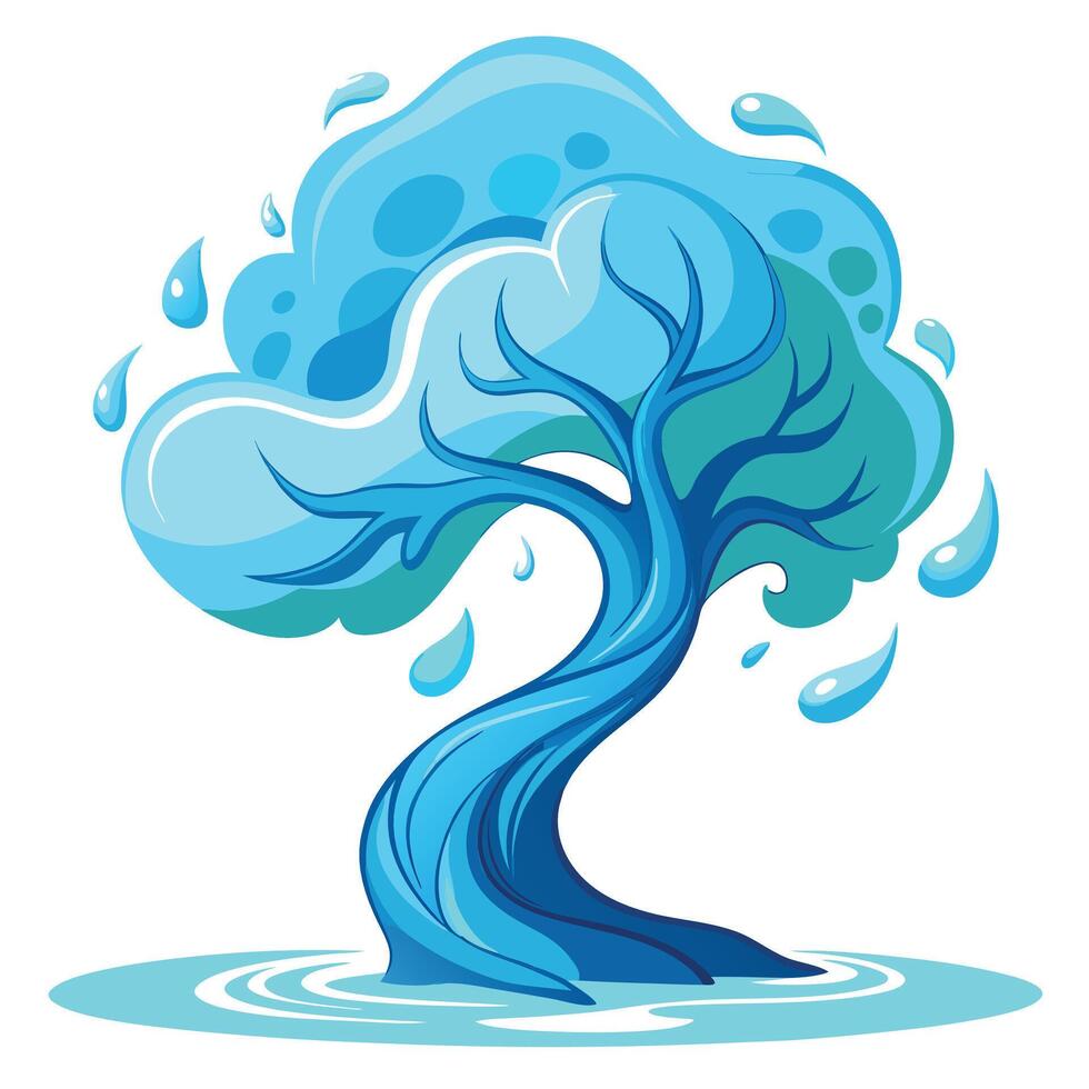 Elegant transparent water tree artwork symbolizing purity and fluidity vector