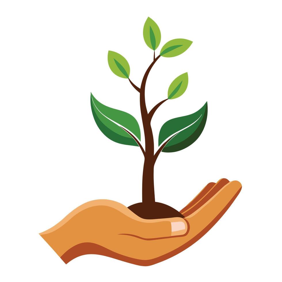 Creative illustration of a tree sprouting from a human hand vector