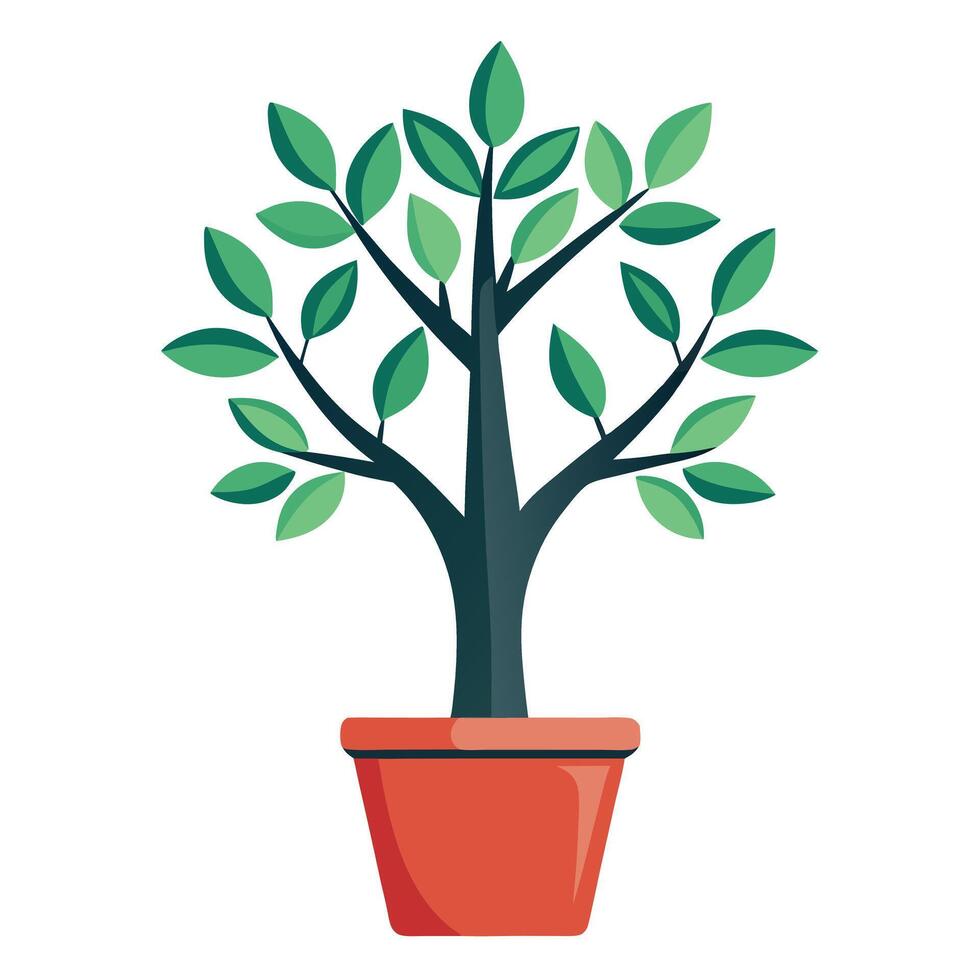 Simple yet stylish tree illustration in a decorative flowerpot vector