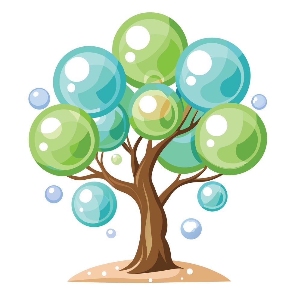 Unique design of a tree with transparent bubbles replacing its leaves vector