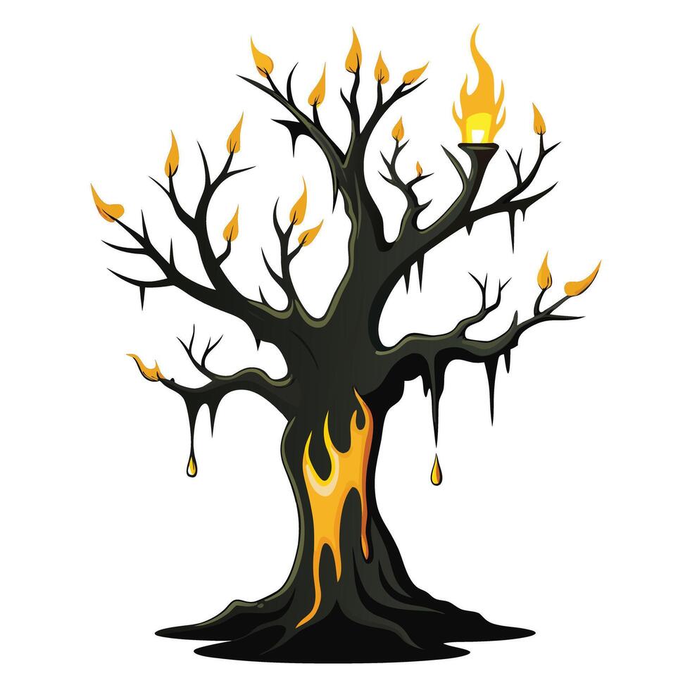 Creative illustration of a tree with candle wax flowing down its limbs vector