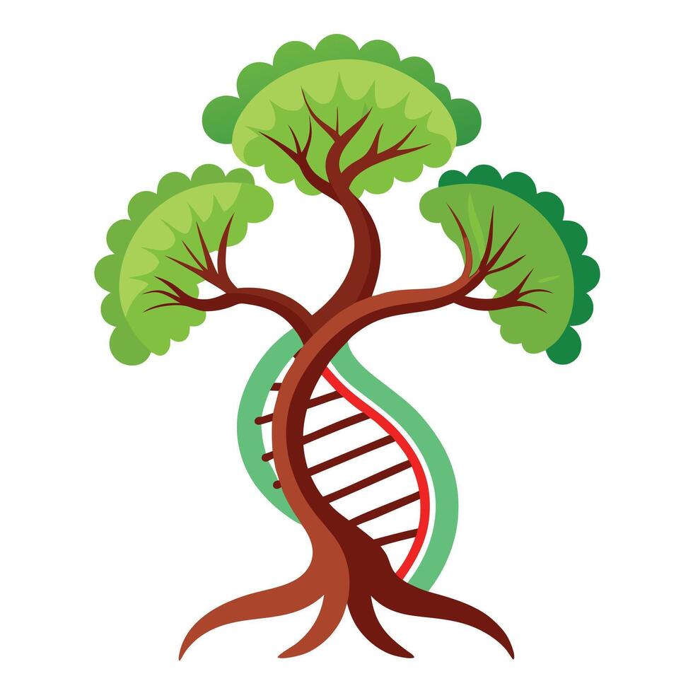 Artistic depiction of a tree with its limbs resembling genetic code vector