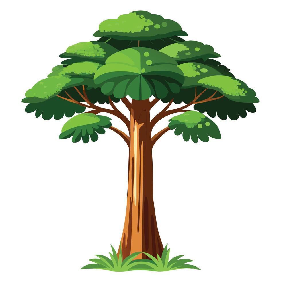 Unique artwork of a tropical rainforest tree showcasing its rich biodiversity vector