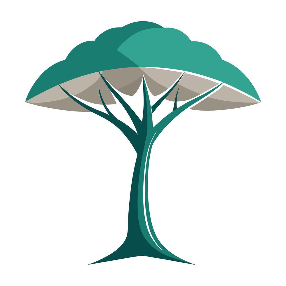 Artistic depiction of a tree with an umbrella like structure for its top vector