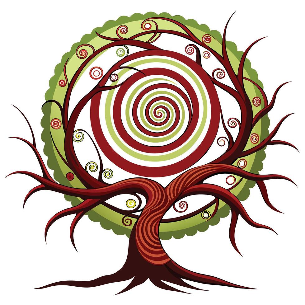 Creative design of a tree with a captivating vortex forming its trunk vector