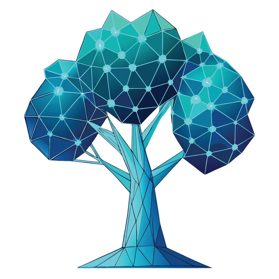 Tech Tree Futuristic Wireframe Design vector