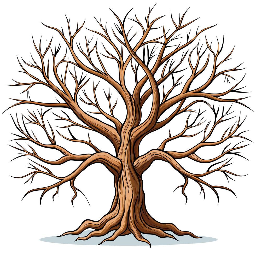 Cold Season Tree Detailed Bare Design vector