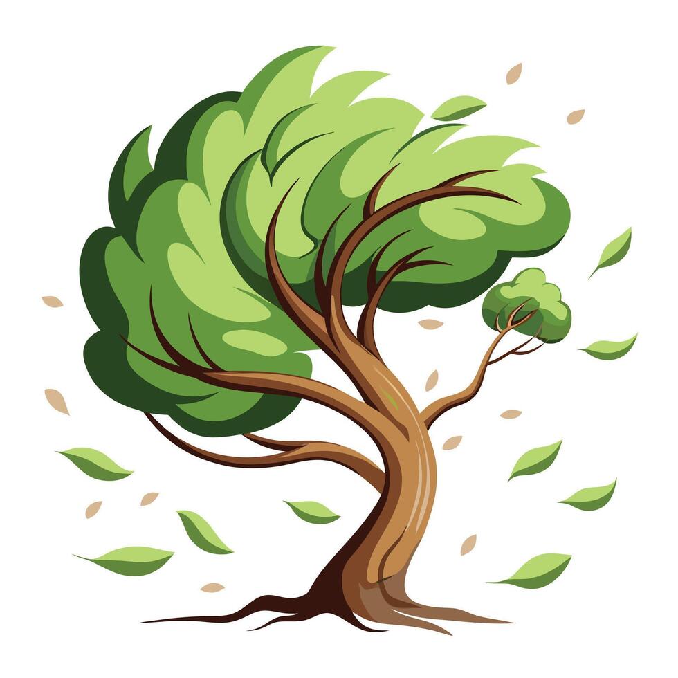 Nature Tree Dynamic Wind Effect vector
