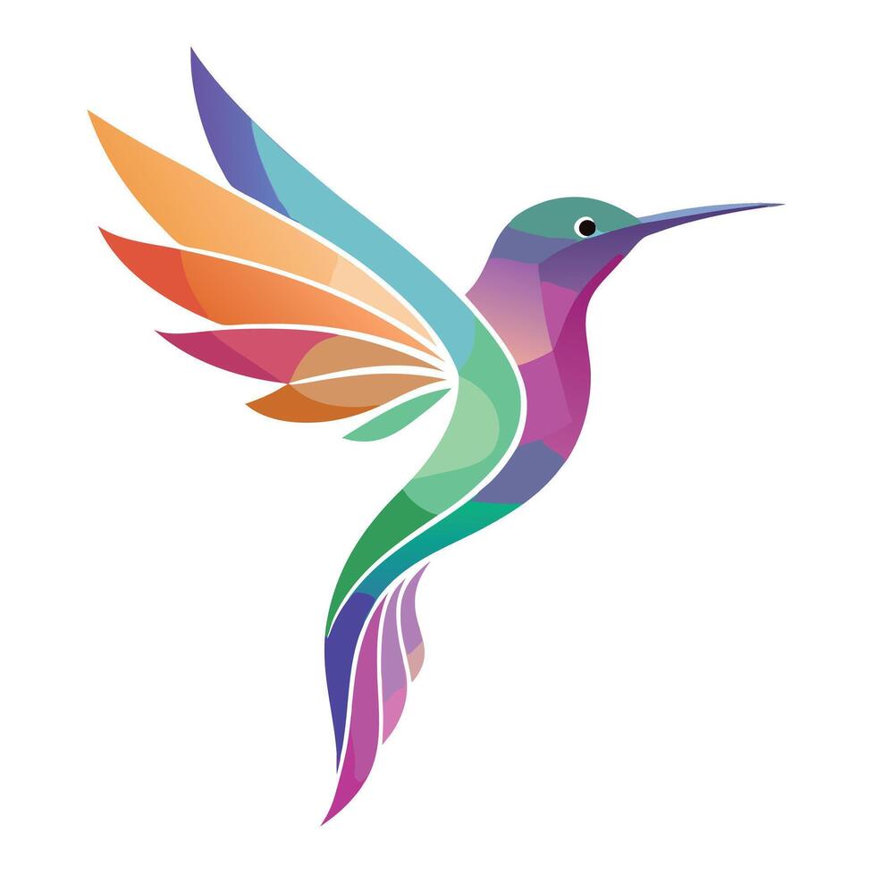 Elegant abstract hummingbird with watercolor gradient effect vector