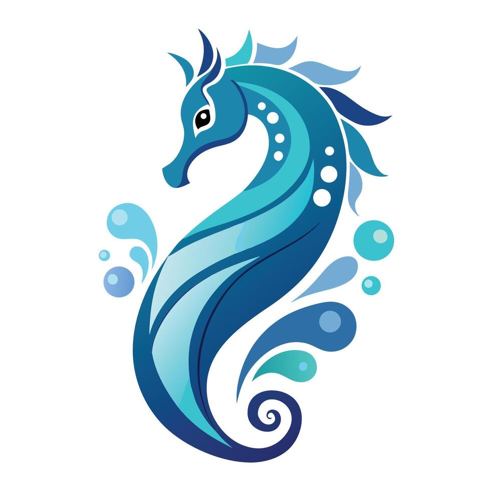 Elegant abstract seahorse made of swirling water droplets vector