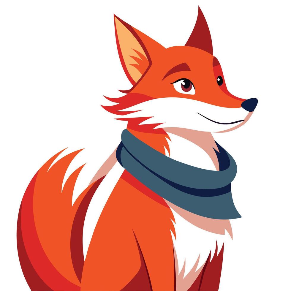 Charming illustration of a cute red fox with a scarf using binoculars vector