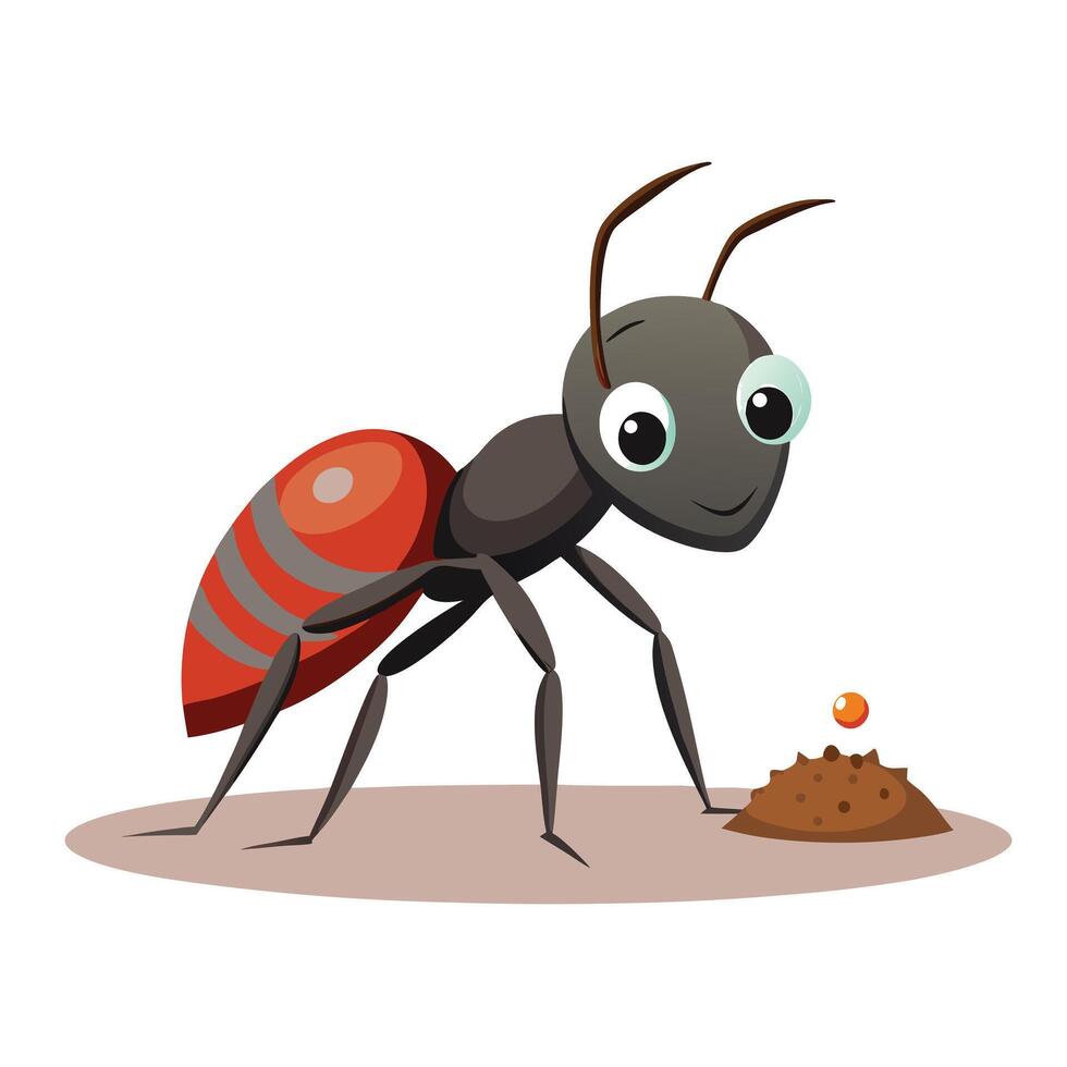 Creative illustration of an ant transporting provisions to its home vector
