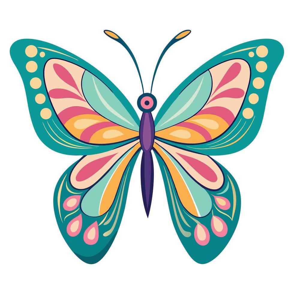 Stunning butterfly with symmetrical wings displaying vibrant and intricate patterns vector
